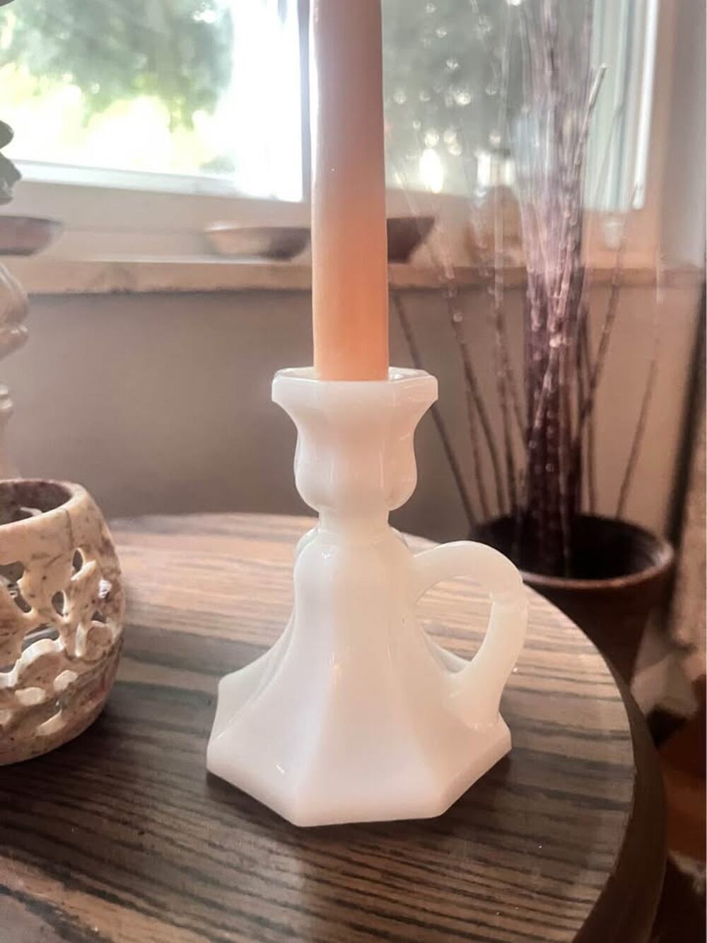 Vintage Milk glass Candleholder